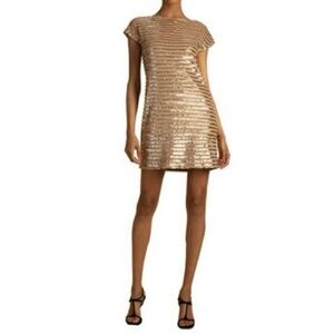 TRINA TURK Party Dress Fully Lined Gold Sequin Size XS Like New